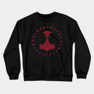 Mjolnir Thors Hammer Norse Pagan Viking Elder Futhark Runes Crewneck Sweatshirt